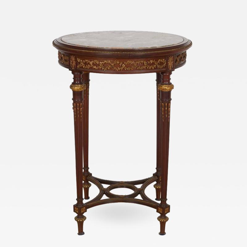 Fran ois Linke French Bronze Mounted Mahogany Marble Top Gueridon Table Attributed to Linke