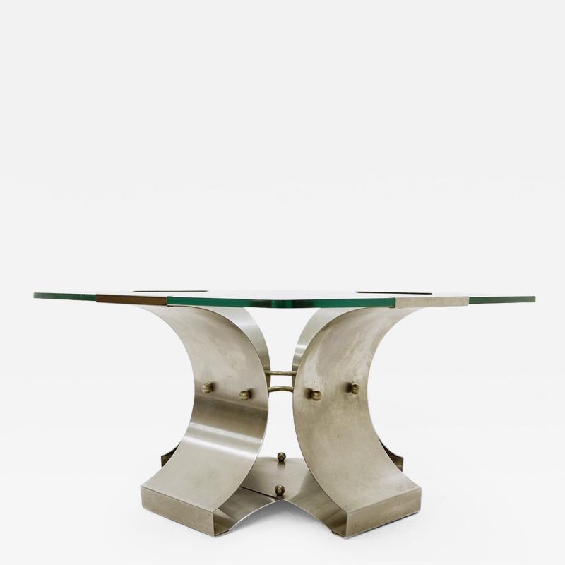 Fran ois Monnet 1970s French Coffee Table in Glass and Steel by Fran ois Monnet for Kappa