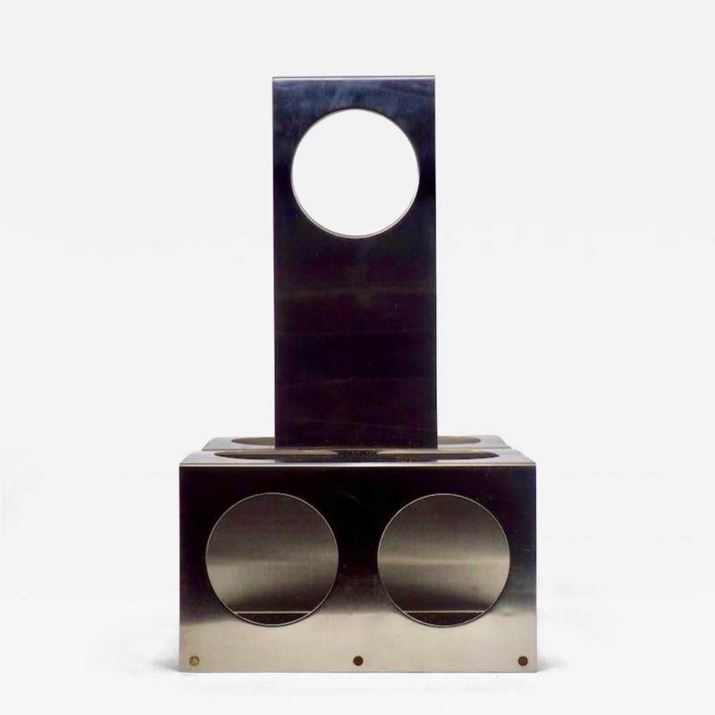 Fran ois Monnet Francois Monnet Brushed Steel Wine Bottle Holder for Kappa Paris 1970s