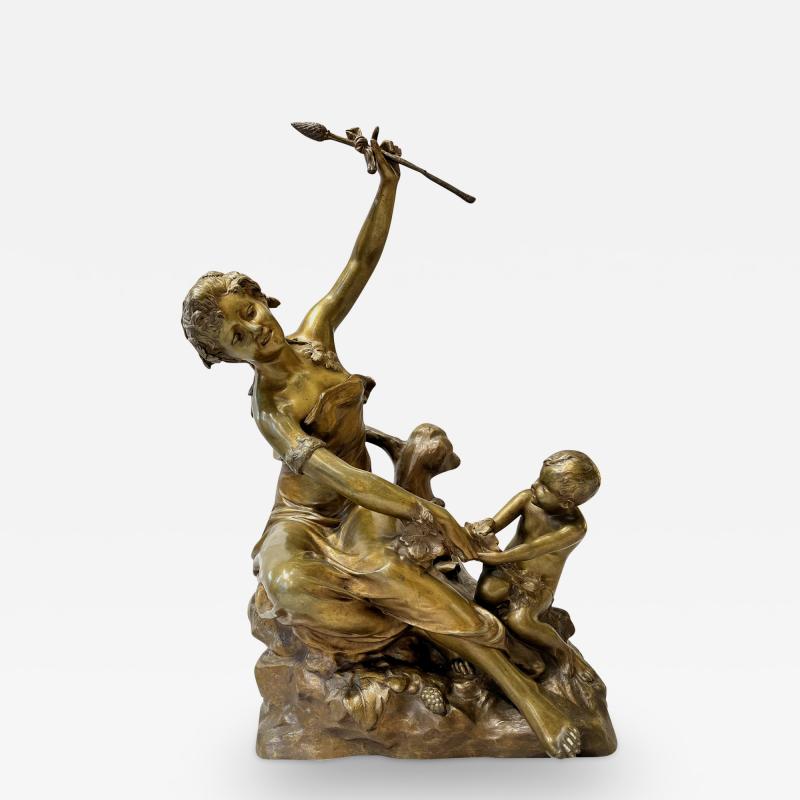 Fran ois Raoul Larche Young woman playing with a child bronze group by R Larche France circa 1880