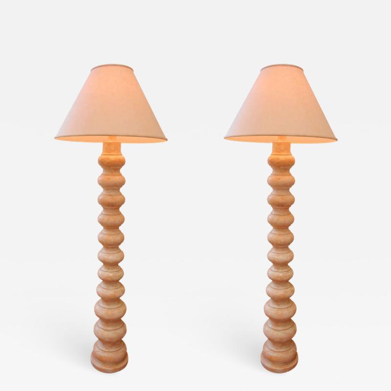 Frances Elkins Pair of Craquelaire Floor Lamps