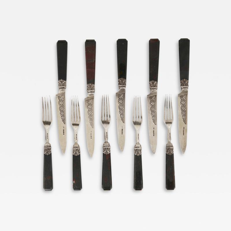 Francis Higgins II Important English silver flatware service by Francis Higgins II