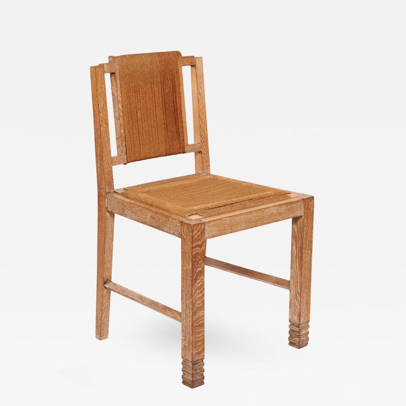 Francis Jourdain Cerused Oak Chairs with Rope detail Set of Six 