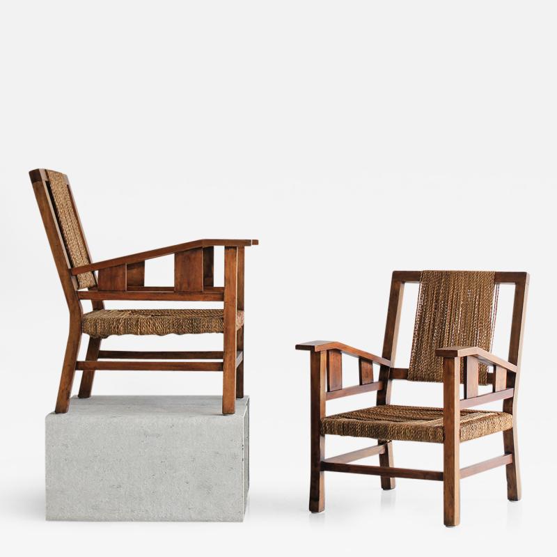 Francis Jourdain Francis Jourdain Woven Arm Chairs