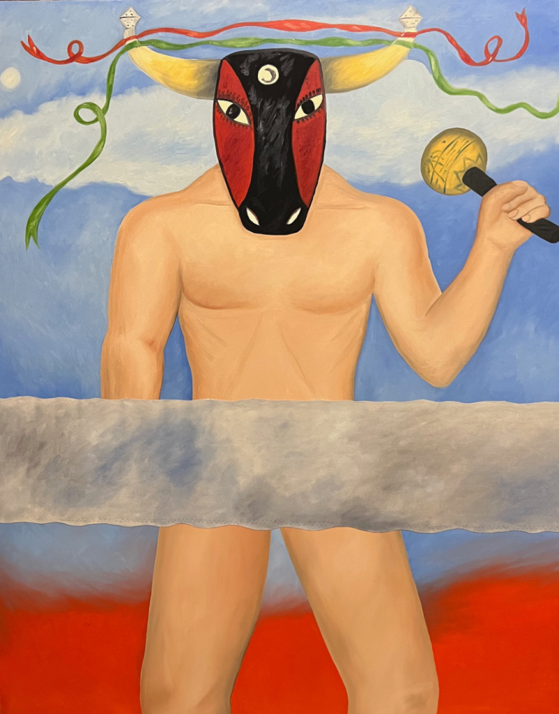 Francisco Vidal Nude Man with Mask Hombre desnudo con mascara 1990