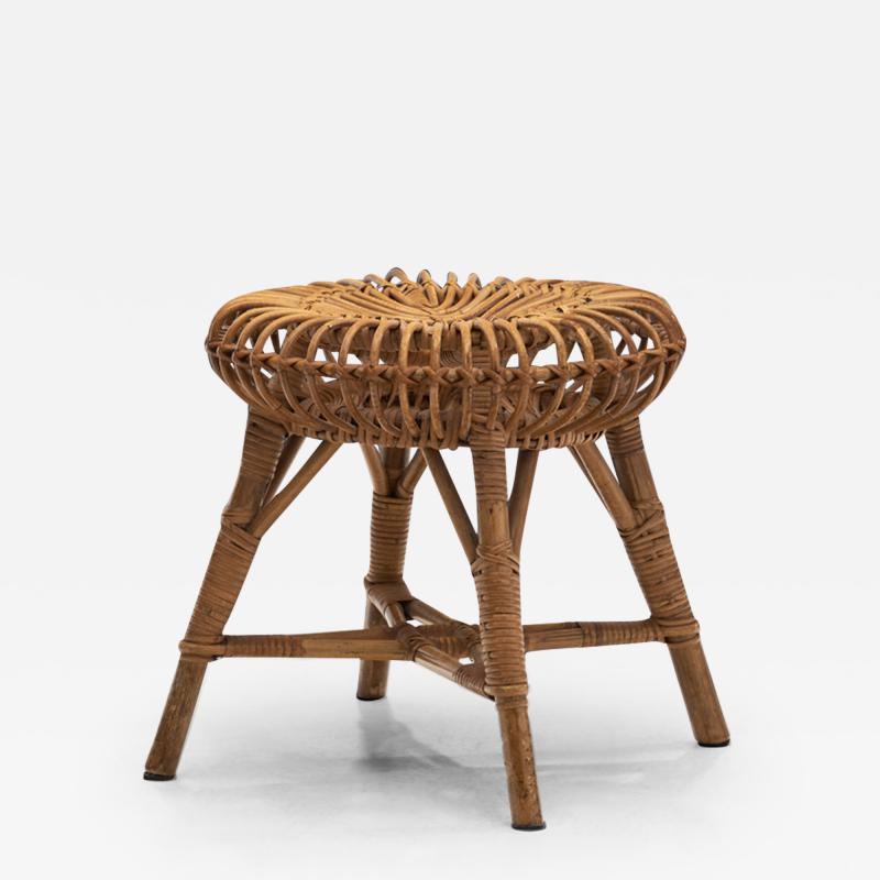 Franco Albini Bamboo and Rattan Stool by Franco Albini attr Italy 1950s