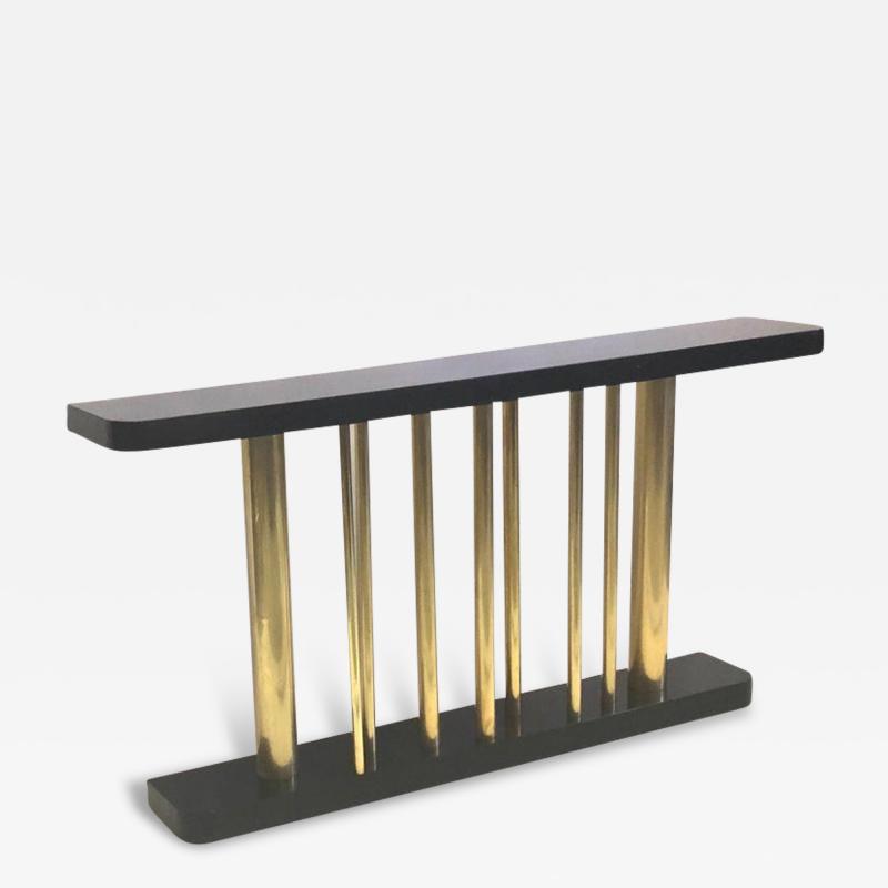 Franco Albini Italian Midcentury Modern Wood Brass Console Sofa Table Franco Albini