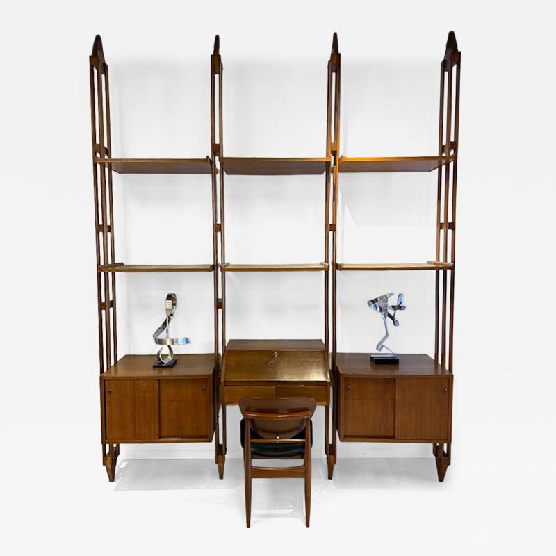 Franco Albini Italian Modern Walnut and Chestnut Wall Unit Franco Albini 1950s