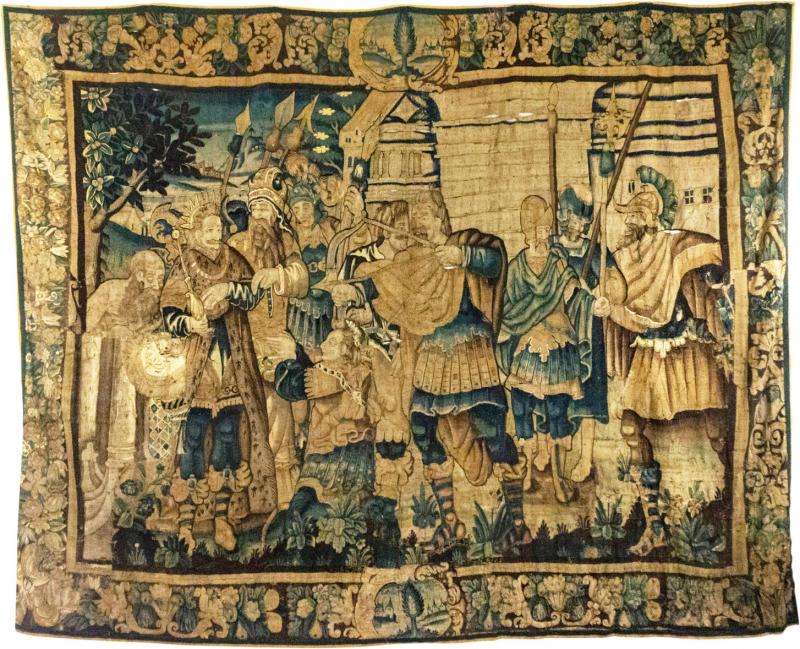 Franco Belgian 17th Century Tapestry of Military Figures