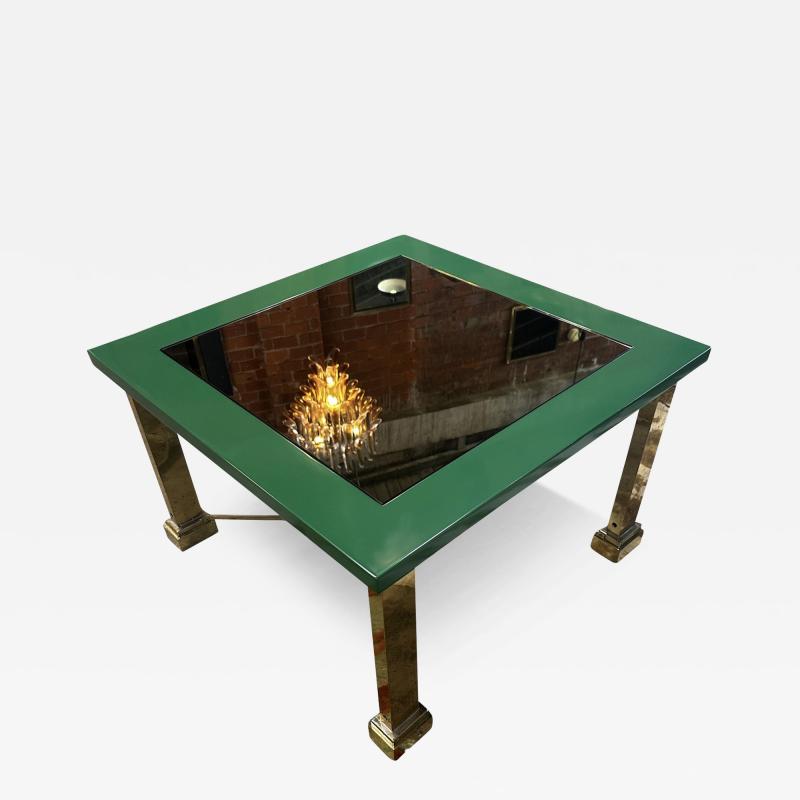 Franco Bucci Mid Century Italian Green and Brass Coffee Table 1980s by Sergio Bucci