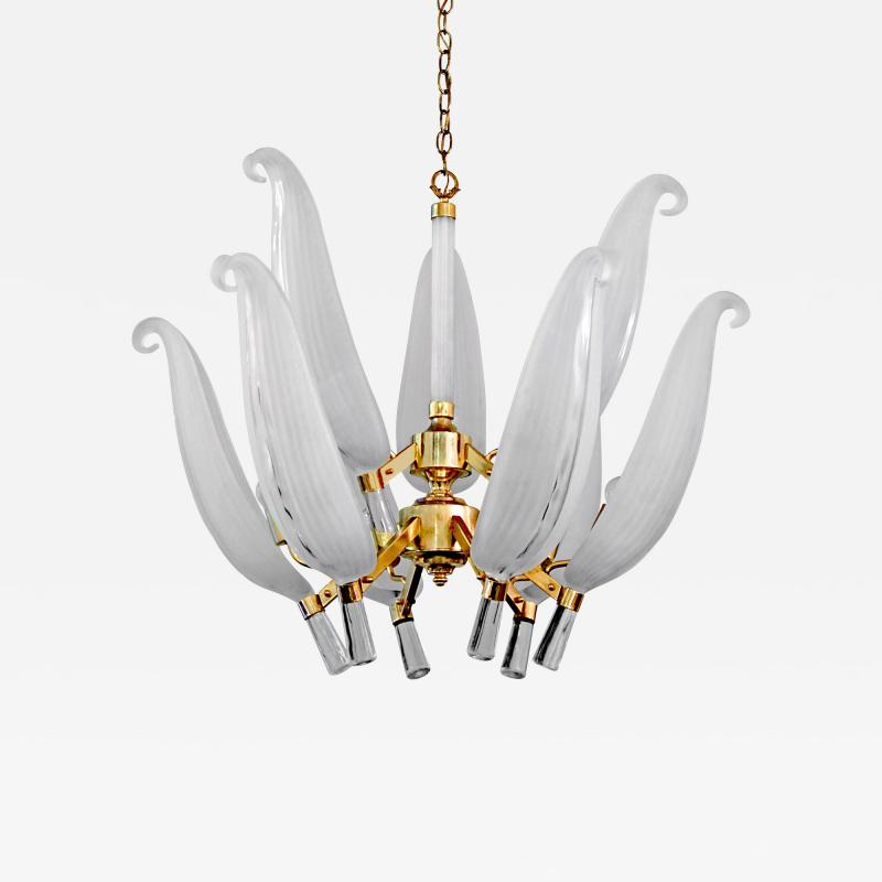Franco Luce Large Gold Chandelier with Art Glass