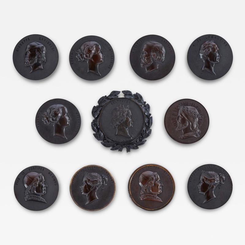 Francois Lepage Set of 11 19th century Bois Durci portrait roundels