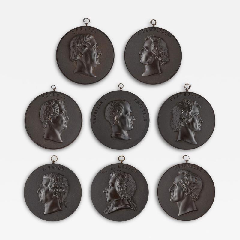 Francois Lepage Set of eight 19th century Bois Durci portrait plaques