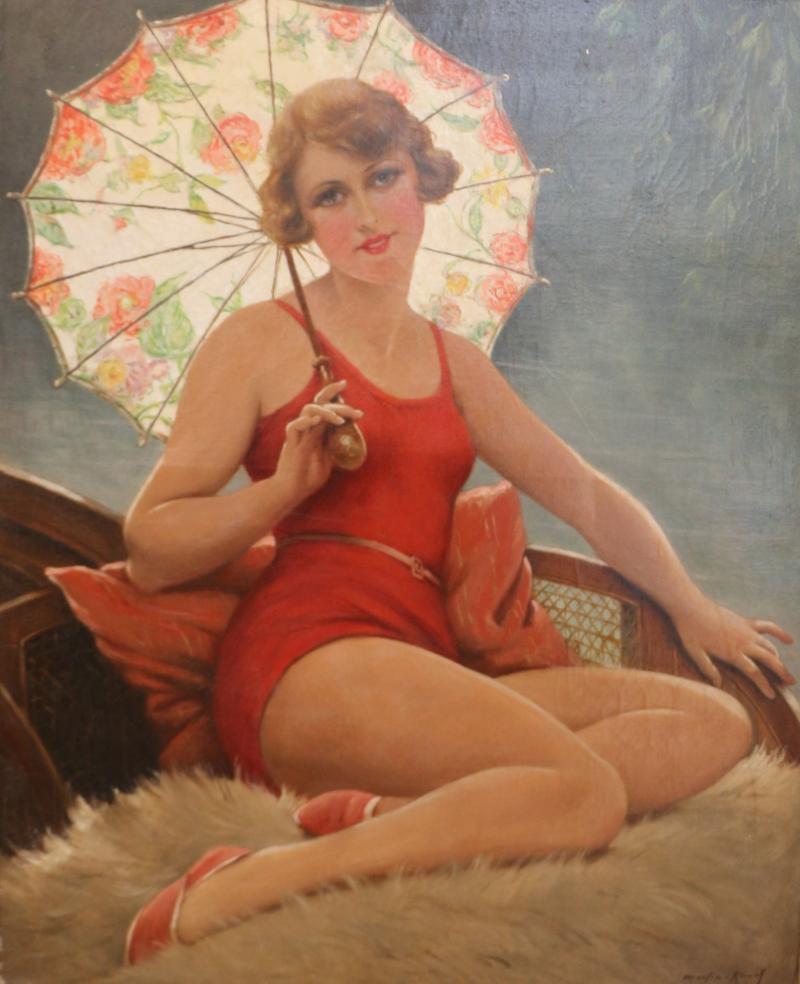 Francois Martin Kavel Bather with Sunshade by F Martin Kavel 1861 1931 France Art Deco 1920s