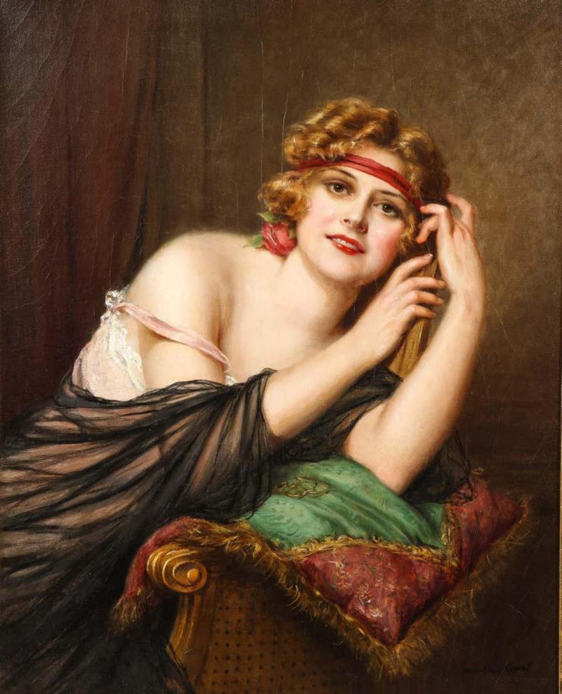 Francois Martin Kavel Portrait of an Elegant Woman Painting