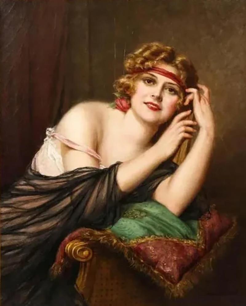 Francois Martin Kavel Portrait of an Elegant Woman Painting