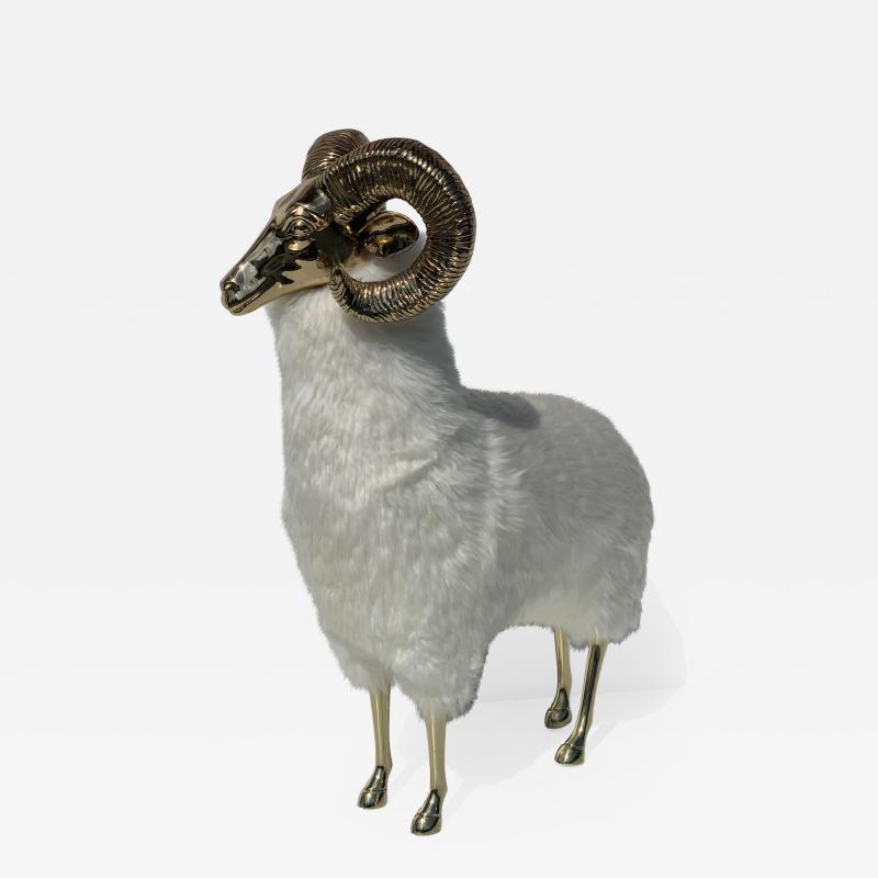 Francois Xavier Lalanne Polished Brass Ram or Sheep Sculpture