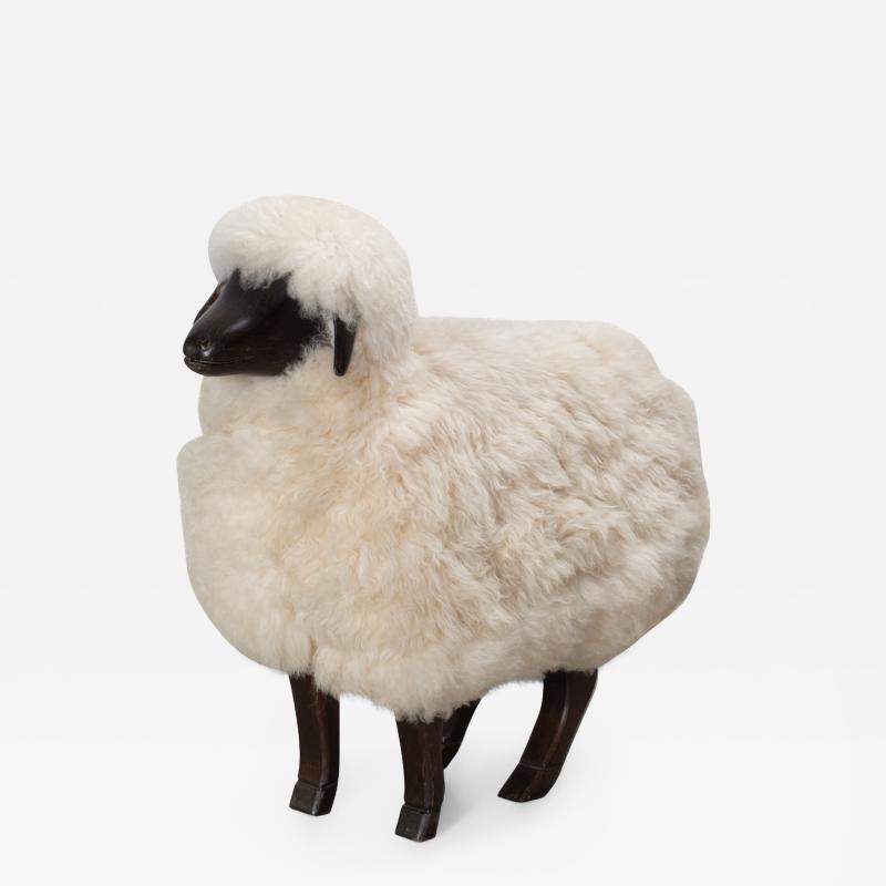 Francois Xavier Lalanne Sheep Footstool in Lambswool Beechwood in the Style of Fran ois Xavier Lalanne