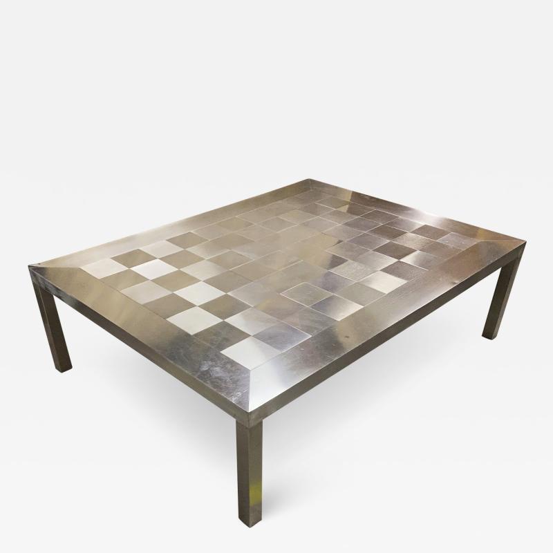 Francoise See Francoise See large brushed steel check square coffee table