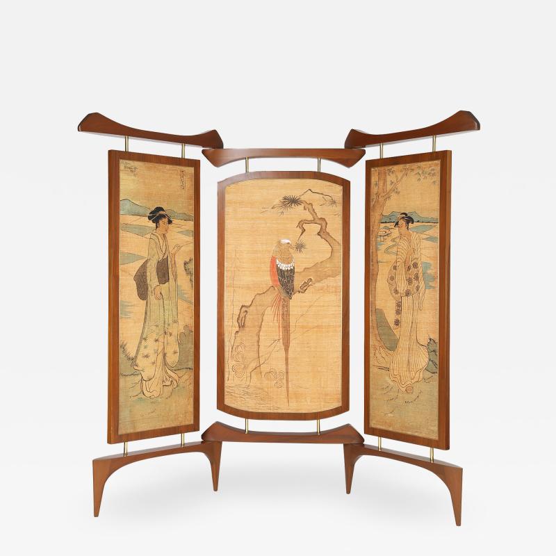 Frank Kyle Frank Kyle Extraordinary 3 Panel Screen with Japanese Motif 1950s