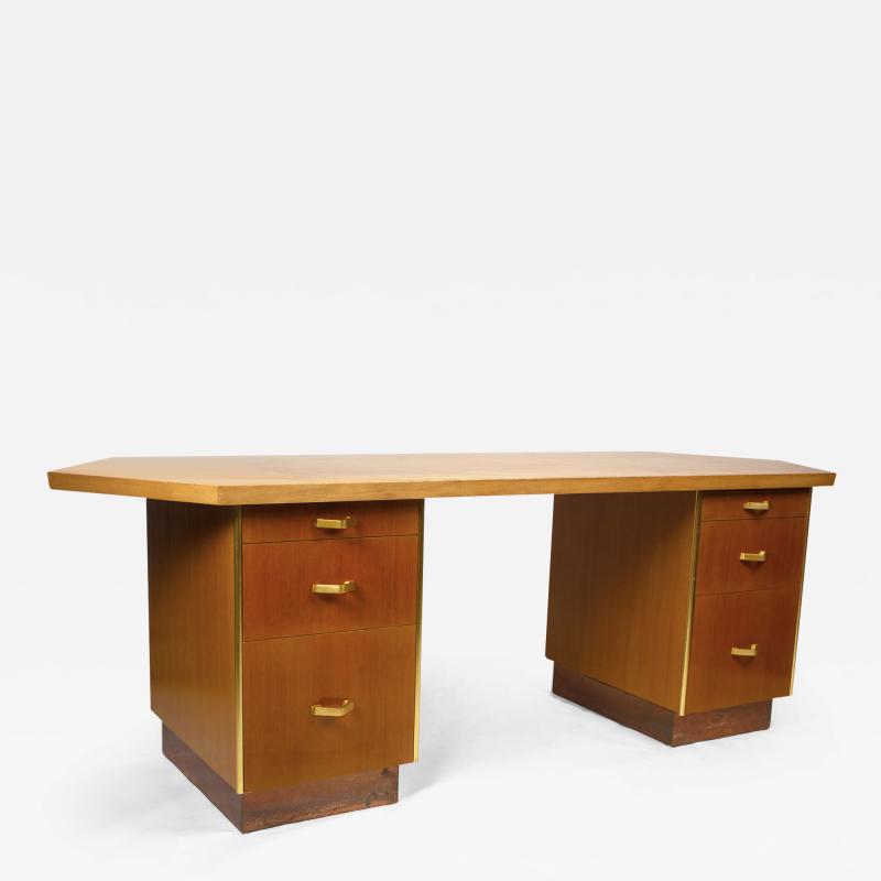 Frank Lloyd Wright Custom Designed Frank Lloyd Wright Double Pedestal Desk for the Price Tower