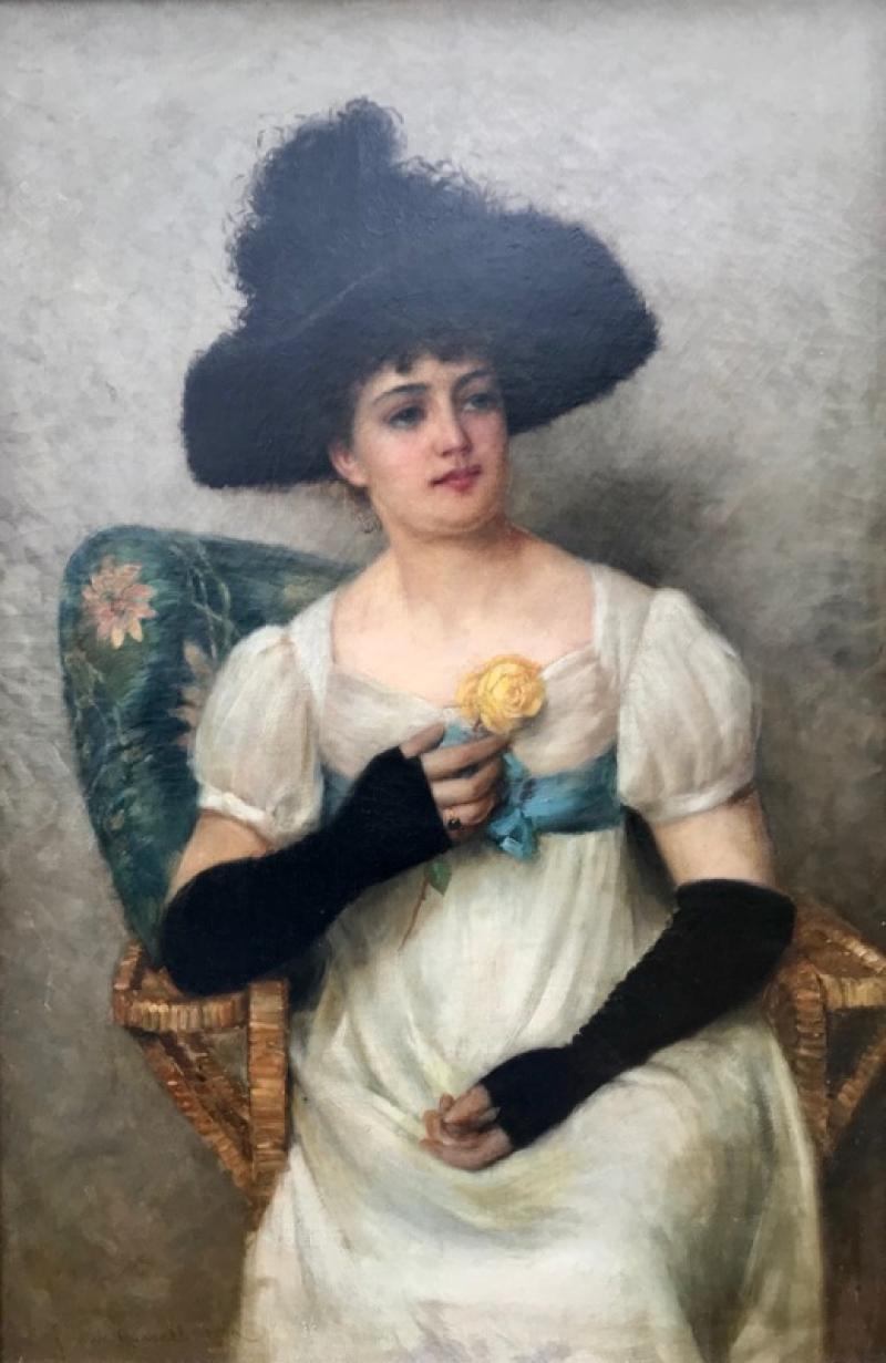 Frank Russell Green Beauty with Yellow Rose 