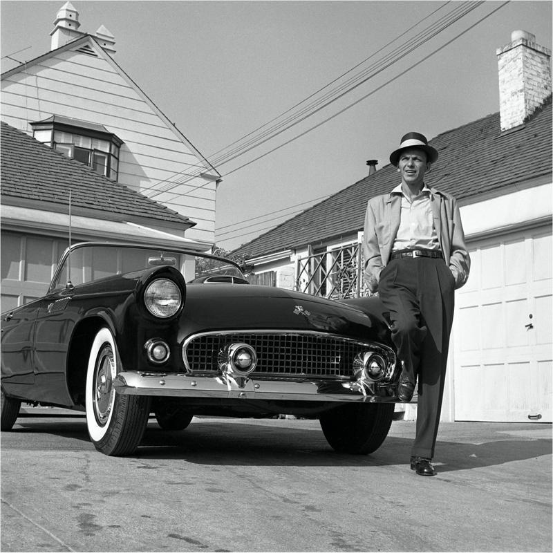 Frank Worth Frank Sinatra Standing on Thunderbird 1955 by Frank Worth