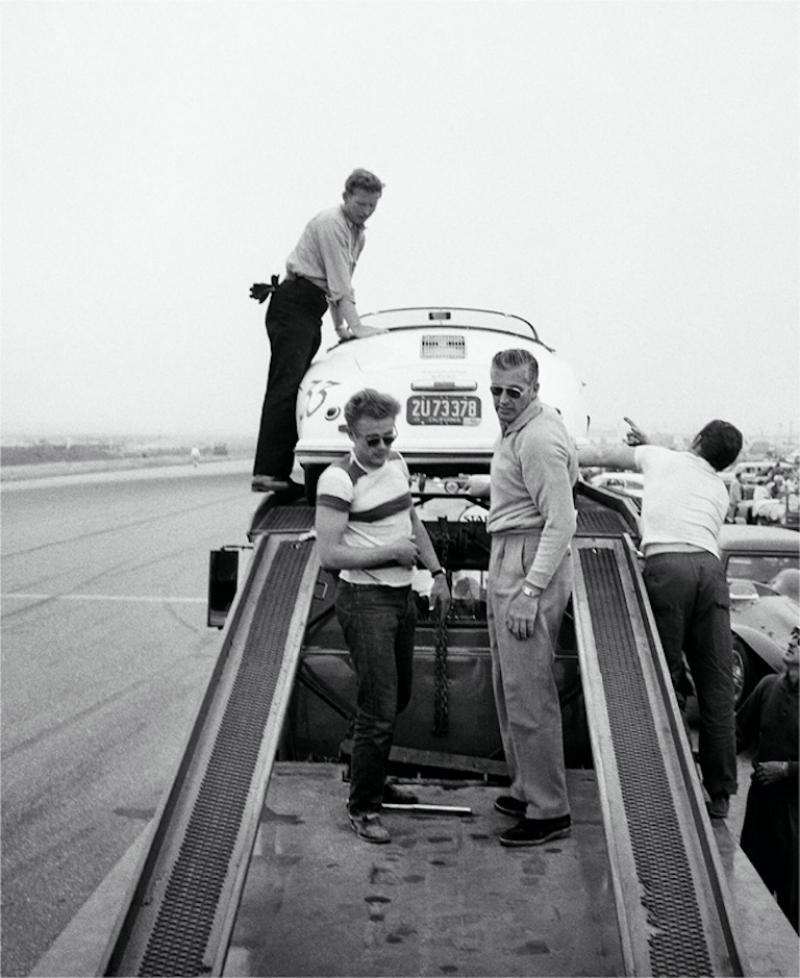 Frank Worth James Dean Standing with Porsche at Car Rally
