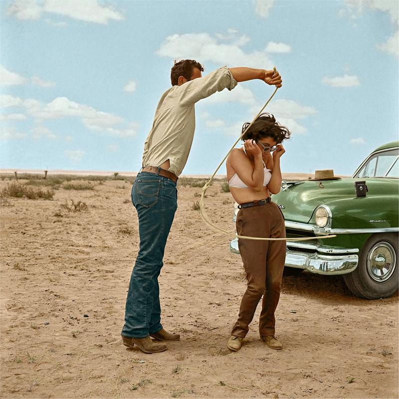 Frank Worth Rock Hudson Lassoing Liz Taylor On Set of Giant by Frank Worth