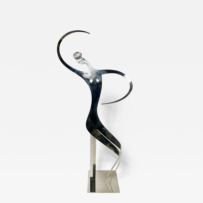 Franz Hagenauer Franz Hagenauer Modernist Nickel Plated Brass Sculpture of Dancer 1986 Austria