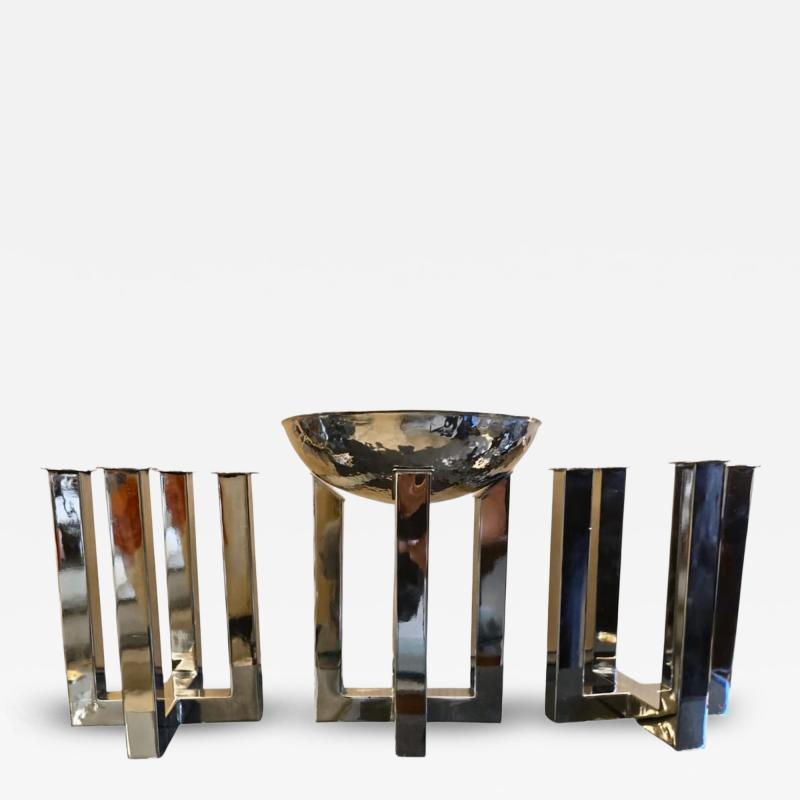 Franz Hagenauer Franz Hagenauer Table Service with Center Bowl and Pair of Candlesticks