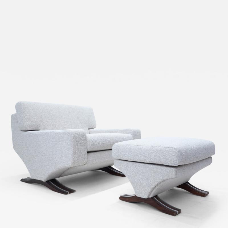 Franz Sartori Mid Century Modern Armchair Ottoman by Franz T Sartori for Flexform