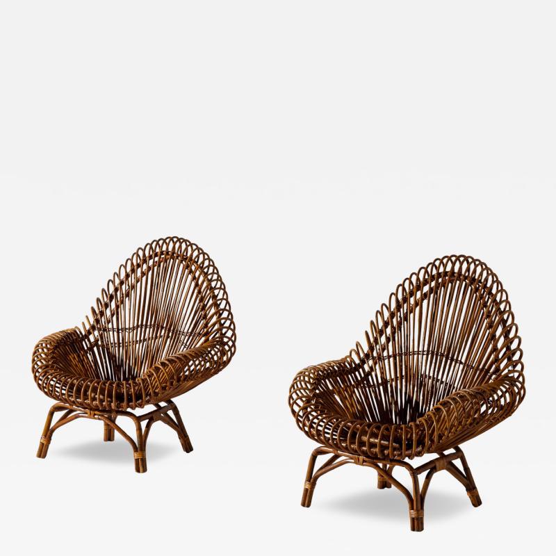 Fratelli Castano Fratelli Castano bamboo and rattan lounge chairs Italy 1960s