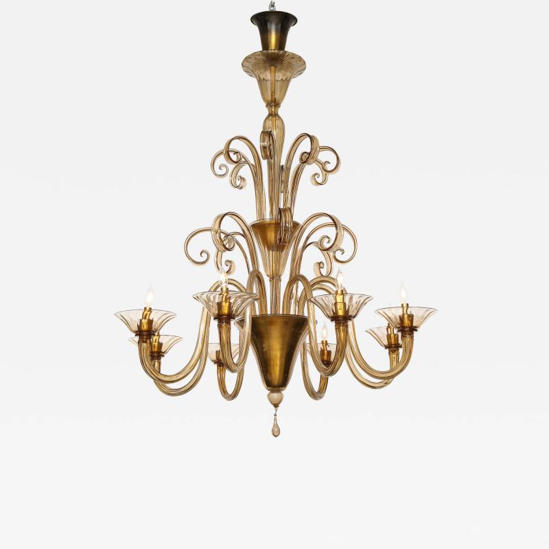 Fratelli Toso A Large Hand Bown Amber Glass Chandelier Attributed to Fratelli Toso