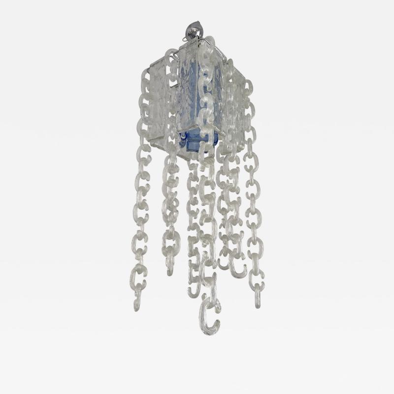 Fratelli Toso Chandelier Chain Murano Glass Metal by Fratelli Toso Italy 1970s