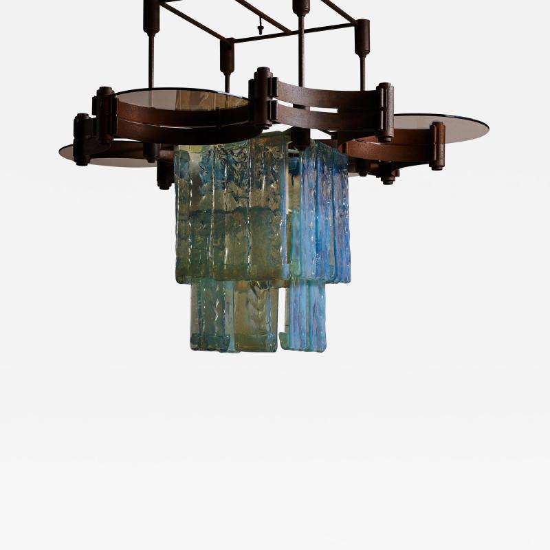 Fratelli Toso Large Fratelli Toso Chandelier with Laguna Glass