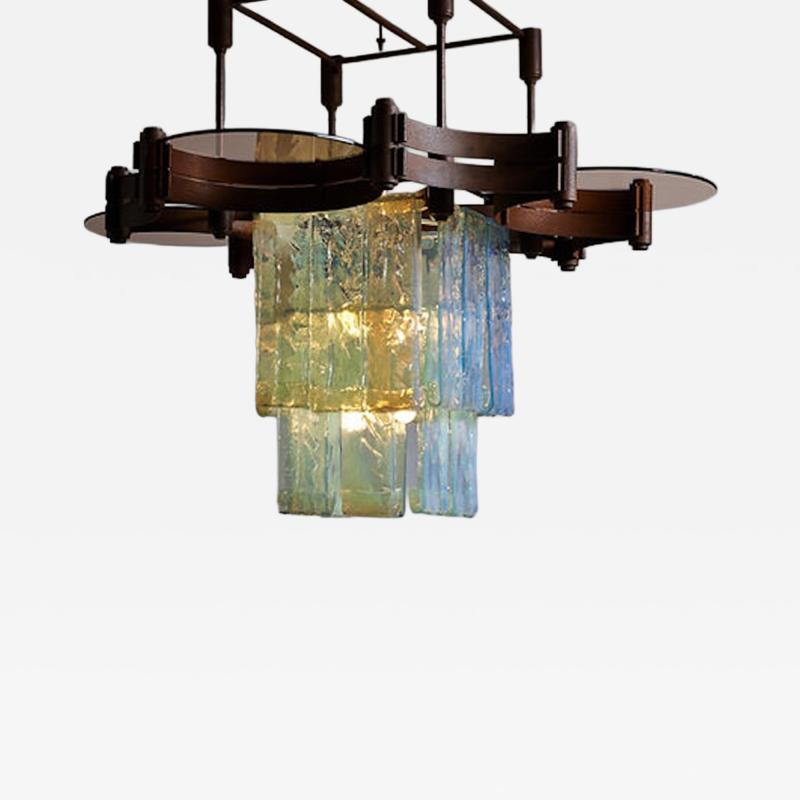 Fratelli Toso Large Fratelli Toso Chandelier with Laguna Glass