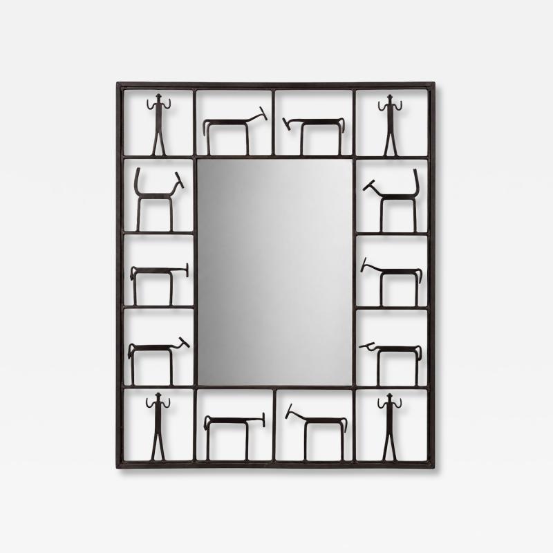 Frederic Weinberg American Modern Figural Wall Mirror Iron USA 1950s