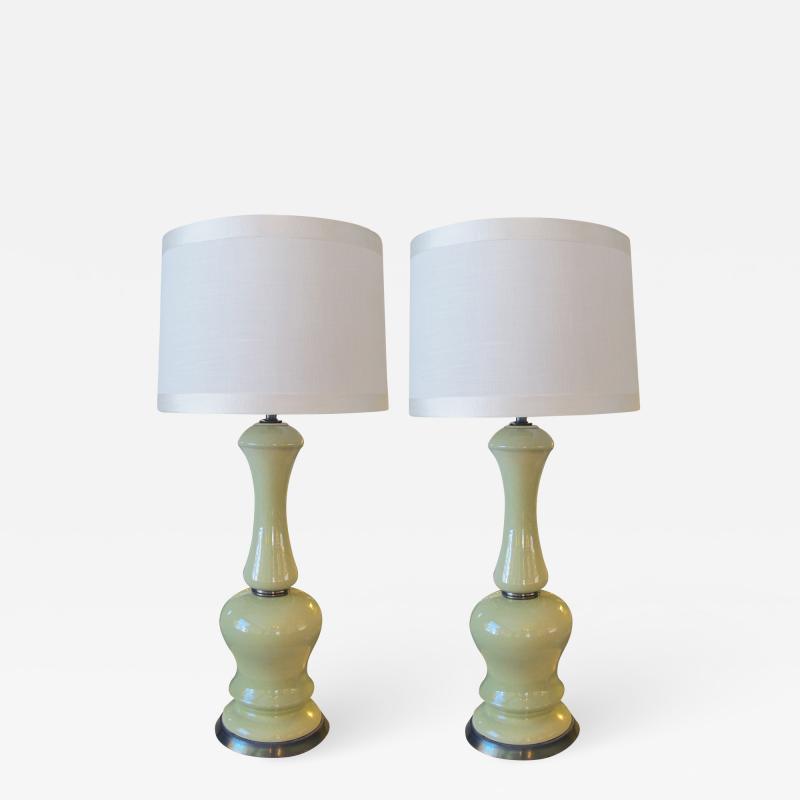 Frederick Cooper A pair of American celadon green ceramic lamps by Frederick Cooper