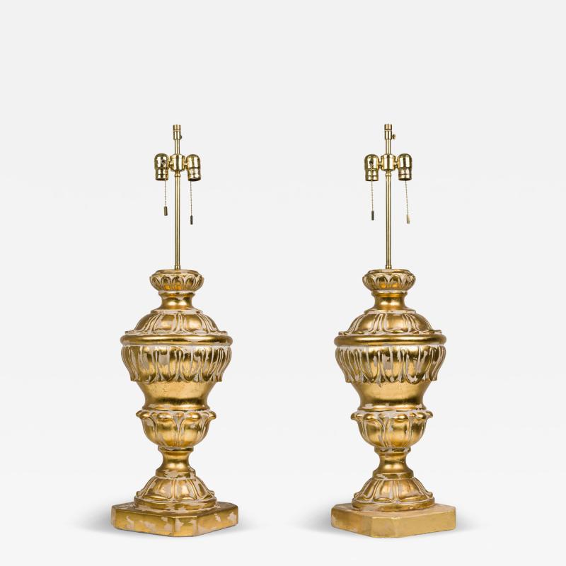Frederick Cooper Lamp Co Pair of Frederick Cooper Plaster Parcel Gilt Baluster Table Lamps