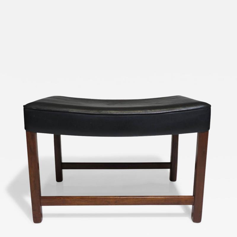 Fredrik Kayser Fredrik Kayser Danish Rosewood Ottoman or Bench in Black Leather