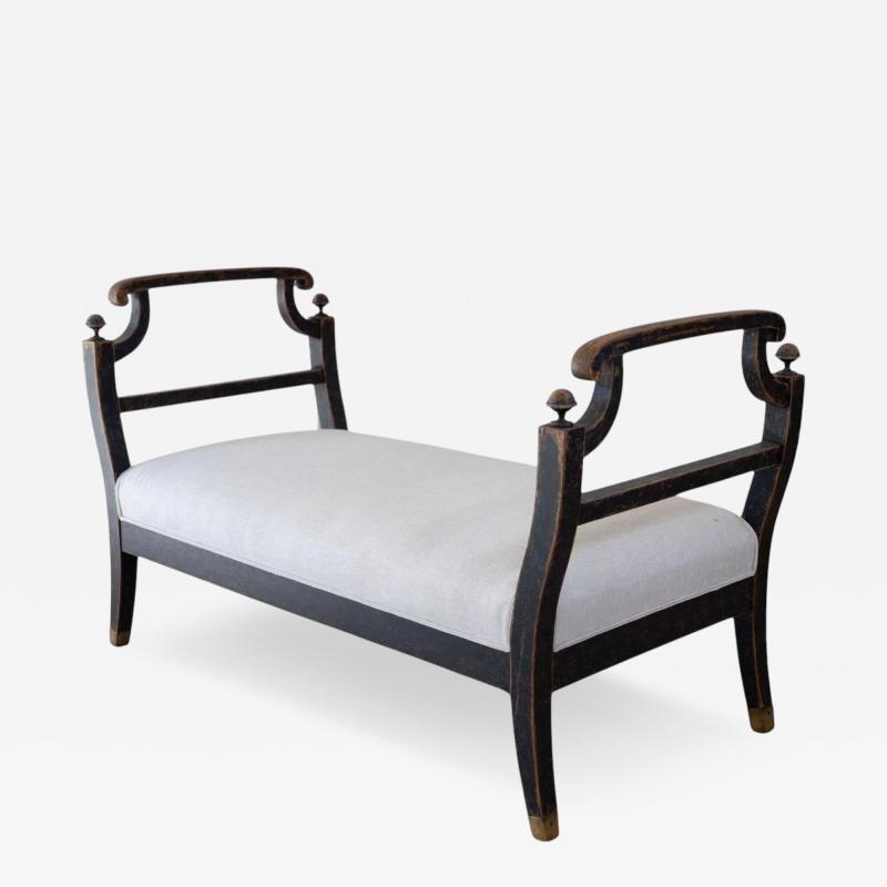 Freestanding Karl Johan Bench in Black Paint circa 1830