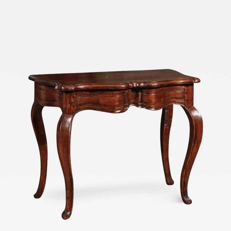 French 1750s Period Louis XV Walnut Console Table with Serpentine Front