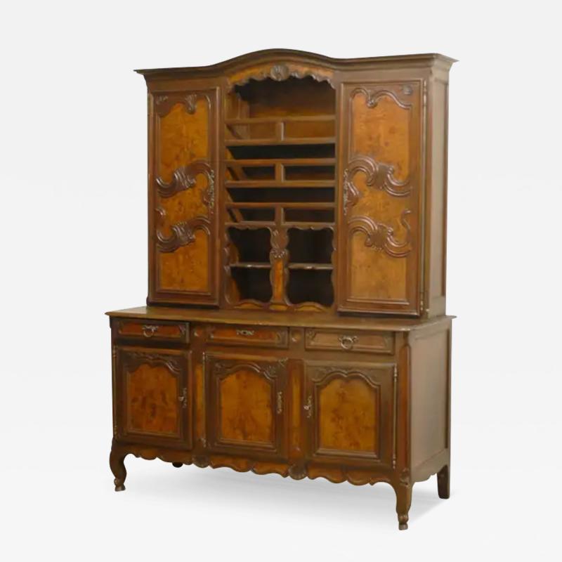 French 1820s Walnut Restoration Vaisselier from Bresse with Burl Wood Panels