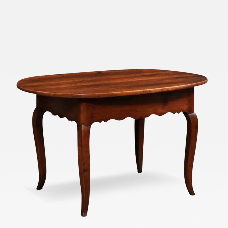 French 1830s Louis XV Style Center Table with Cabriole Legs and Carved Apron