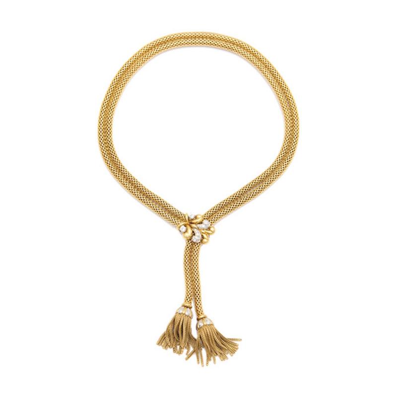 French 18K Gold Rope Necklace c 1940s