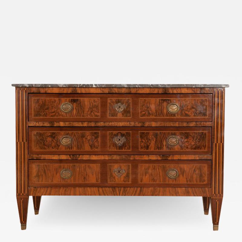 French 18th Century Burl Marble top Commode