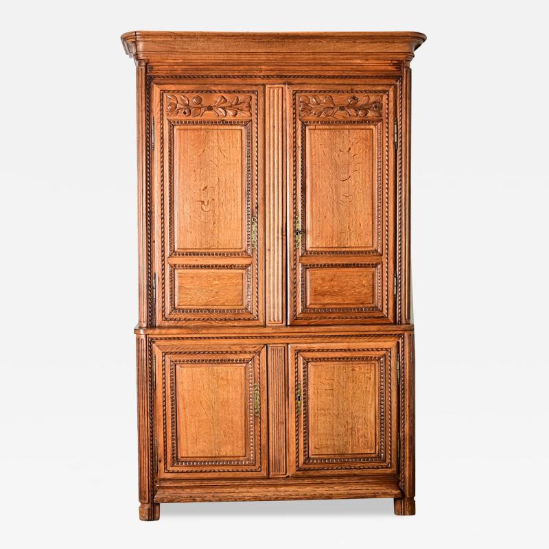 French 18th Century Carved Oak Buffet Deux Corps