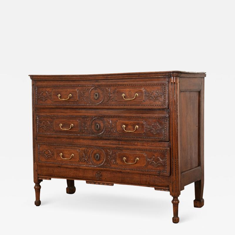 French 18th Century Carved Oak Commode