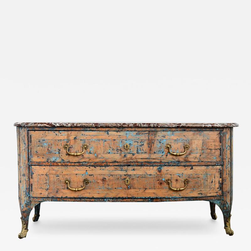 French 18th Century Commode with Original Paint and Marble Top